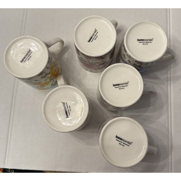 Home Essentials Roses Floral Tea Coffee Mug 12 Oz. Set of 6 Vintage EUC - Picture 14 of 15